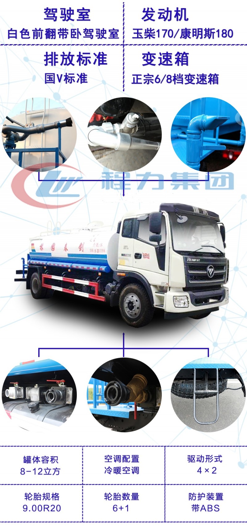 福田瑞沃8-12噸灑水車